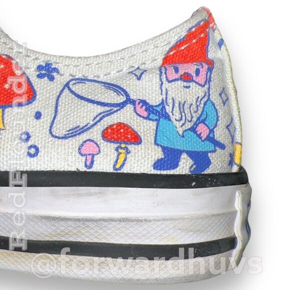 Converse Multi-Color Butterflies & Gnome's Sneakers - Junior Size 3 - Picture 7 of 12